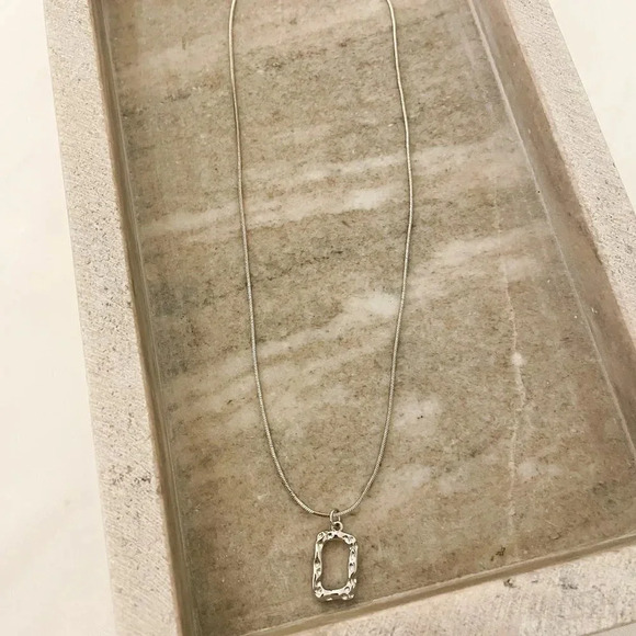 925 Sterling Silver Necklace Set Geometric Textured Square Pendant Sequin Chain - Picture 4 of 11